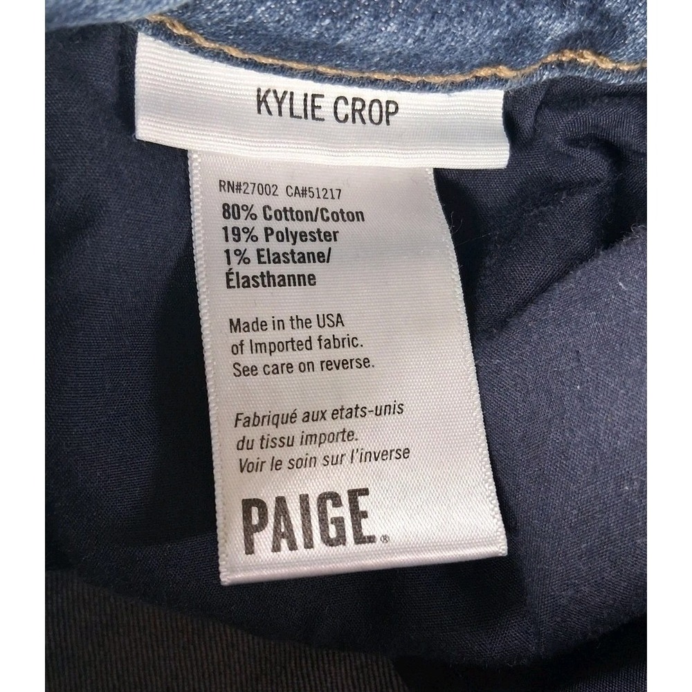 Paige Kylie Crop Jeans Womens 32 Blue Mid Rise Cropped Stretch Denim Pants - Picture 5 of 9